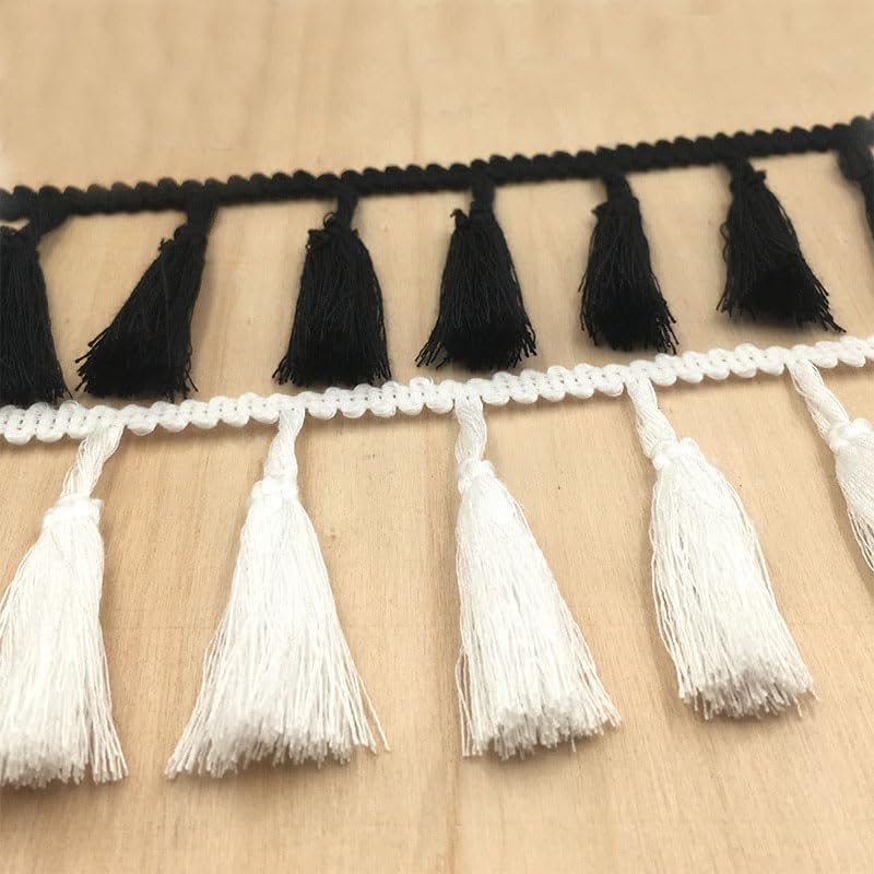 1 frange élégante de 25 mètres for rideaux, nappes et loisirs créatifs - Garniture perlée en polyester durable(Black)