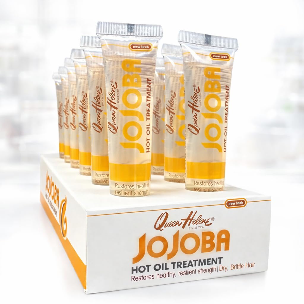 Queen Helene Jojoba Oil Hot Oil Treatment 12 Pack | Deep Conditioning Treatment for Dry Frizzy and Damaged Hair | 12 Resealable 1 oz Tubes