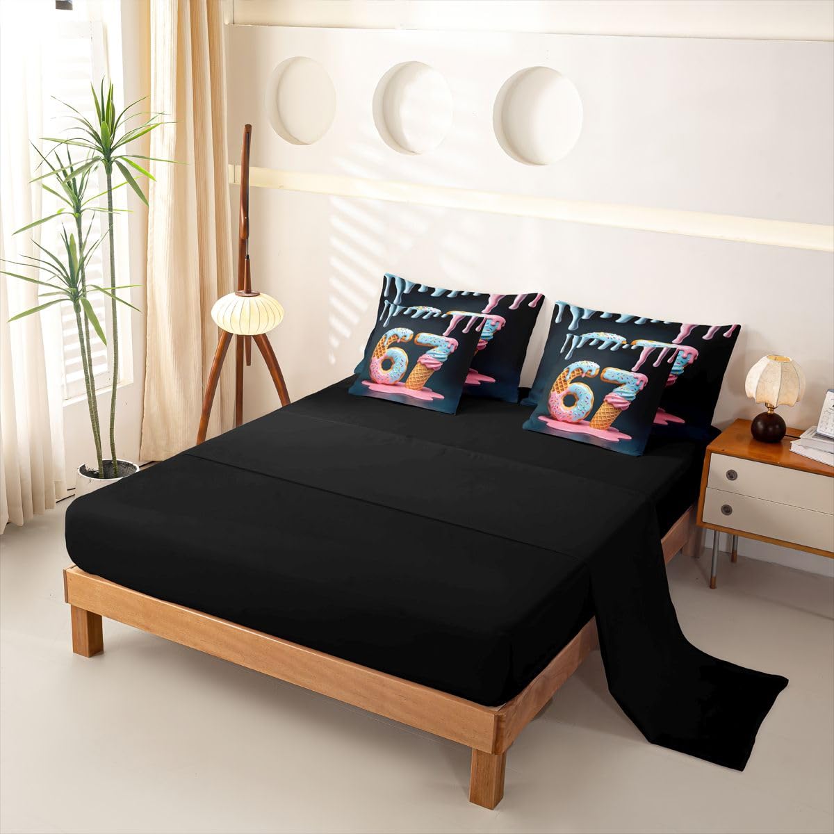 Loussiesd SIX SEVEN 6 7 Ice Cream Copripiumino Singolo 7 Pezzi Colorato Crema Candy Set di biancheria da letto per bambini Ragazzi Ragazze Dolce Dolce letto in una borsa con copripiumino, lenzuola