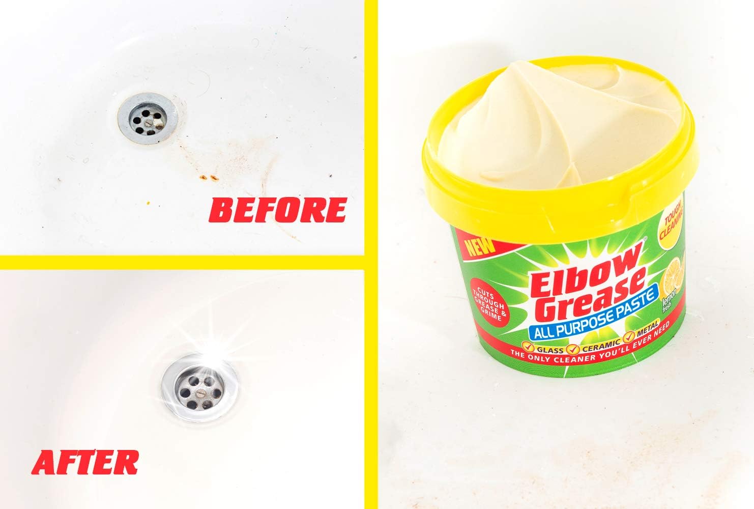 Elbow Grease All Purpose Paste Bathroom Kitchen Cleaner Lemon Fresh Scent 500g