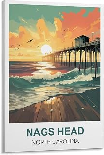 ZCAIJND Nags Head North Carolina Vintage Travel Poster 12x18inch(30x45cm) Painting Canvas Wall Posters And Art Picture Print Modern Family Bedroom Decor Posters