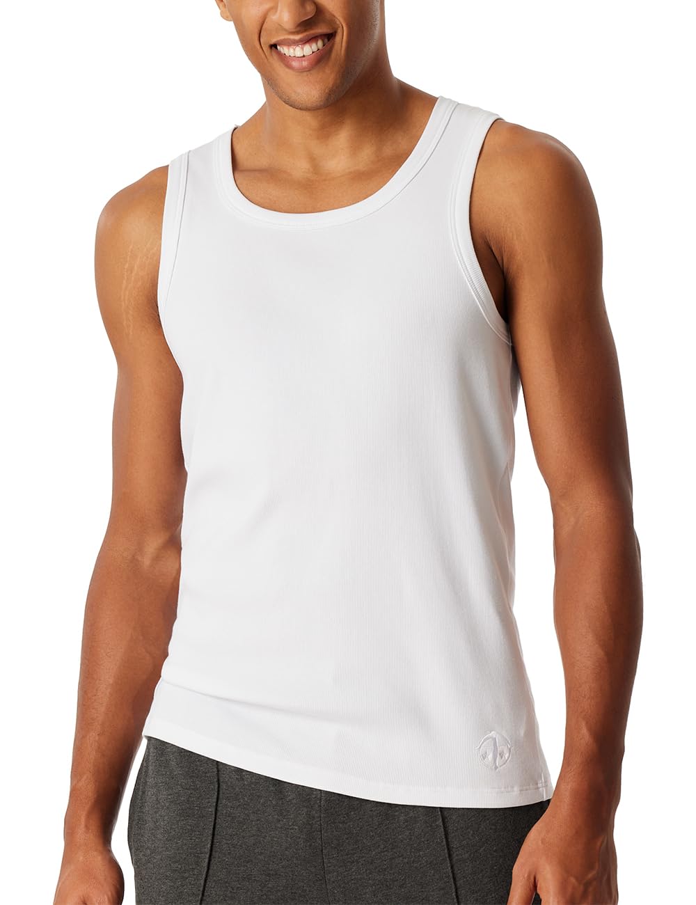 Schiesser Herren Tank Top Doppelripp Organic Cotton 150 Years Baselayer-Shirt, Weiss