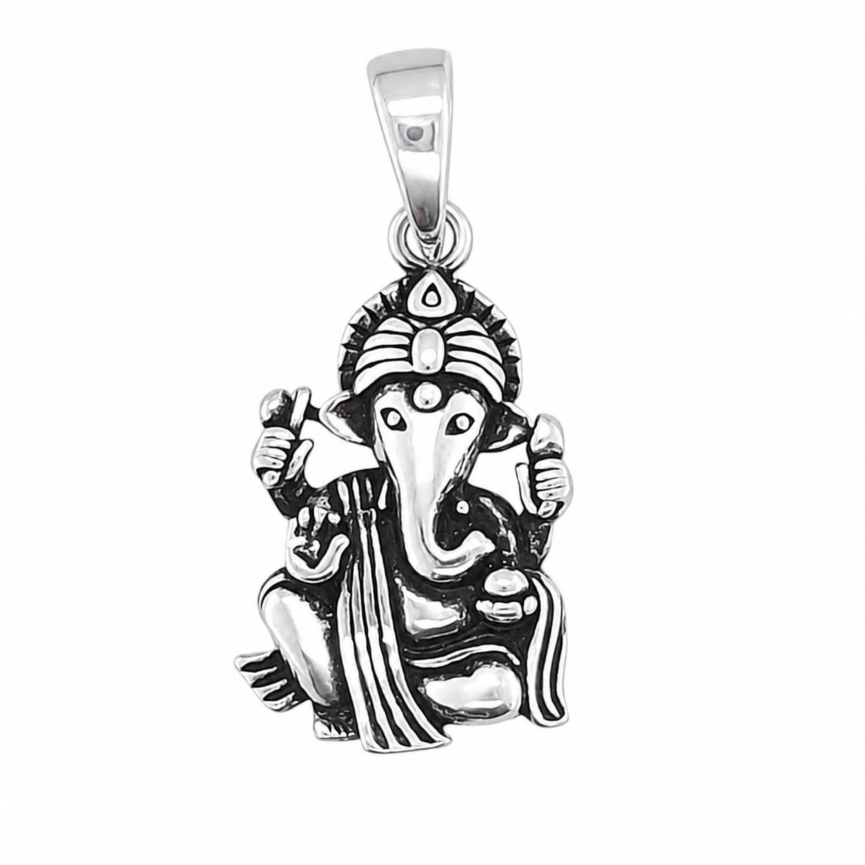 sahiba gems 925 Silver/Pure Chandi Lord Ganesha Pendant (ganesh Ji Locket) For EveryOne I With Black Cotton Thread ~ 2.400 Grams-picture-14