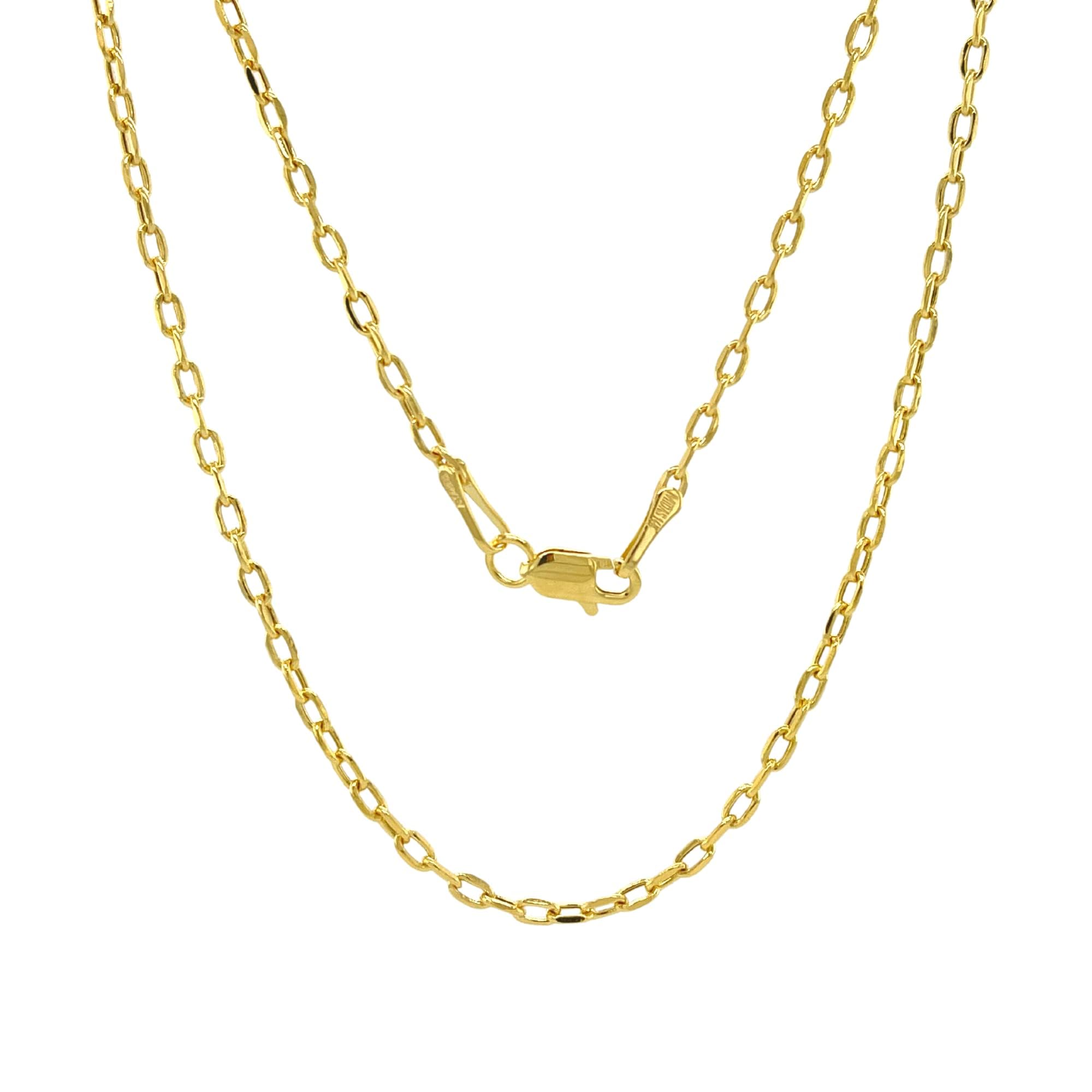 JEWELHEART 14K Real Gold Link Chain Necklace - 2mm Diamond Cut Cable Chain