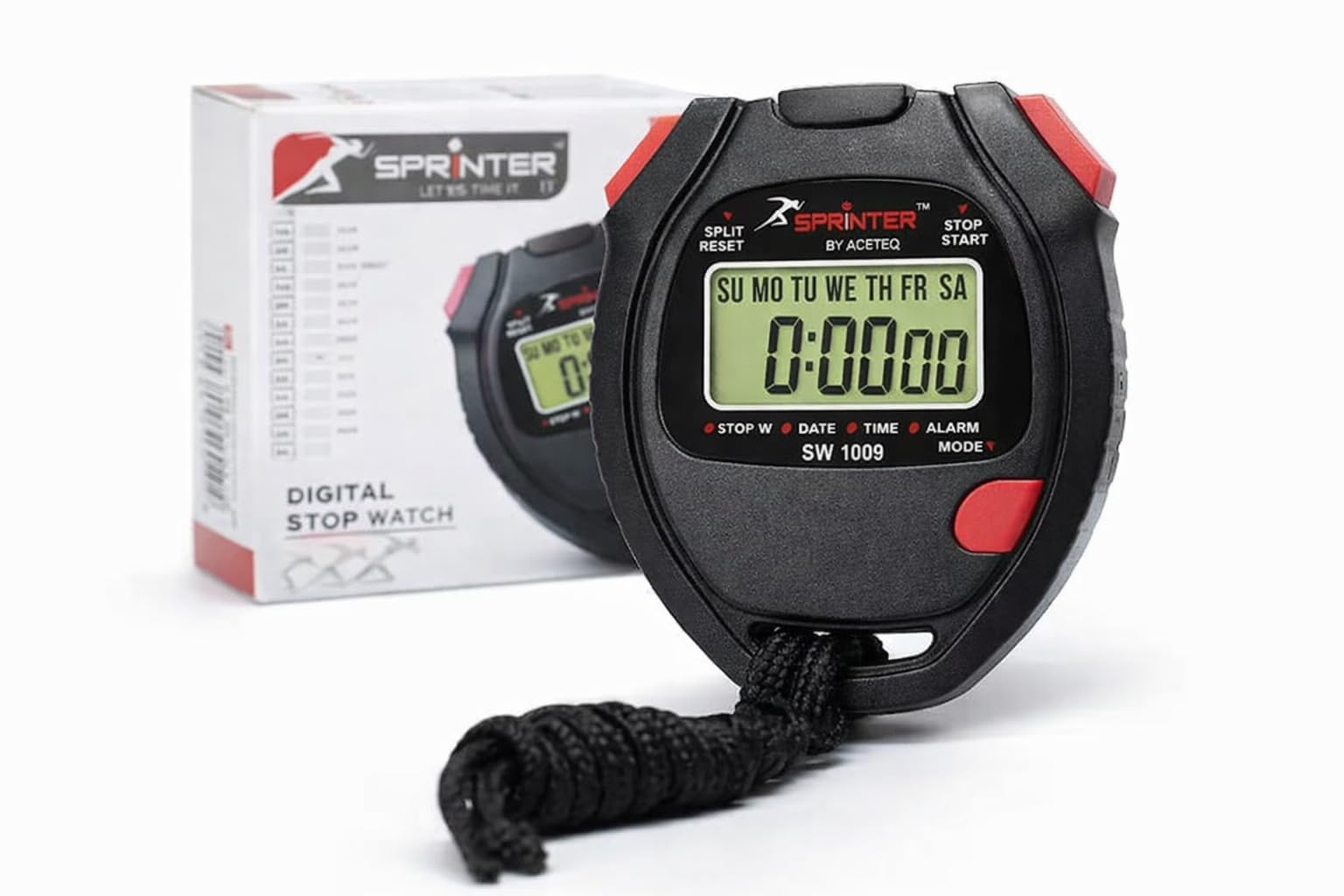 Water Resistant Multi-Function Electronic Digital Sport Stopwatch Timer, Large Display With Date Time And Alarm Function,Suitable For Sports Coaches Fitness Coaches And Referees