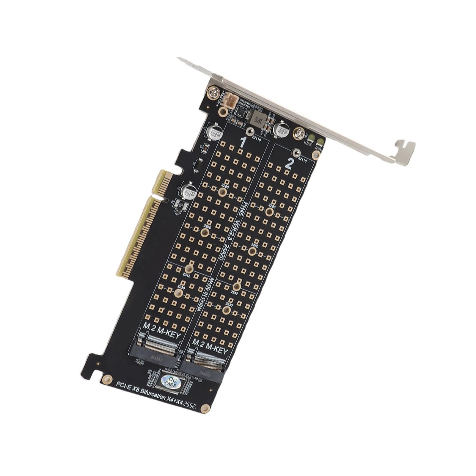 Tarjeta adaptadora PH45, Tarjeta de expansión del Lector, Adaptador M.2 Adaptador PCIE Dual M.2, Disco Duro M Key, SSD NVMe M.2 Dual a convertidor de Disco Duro PCIE X8 M Key(ph45)