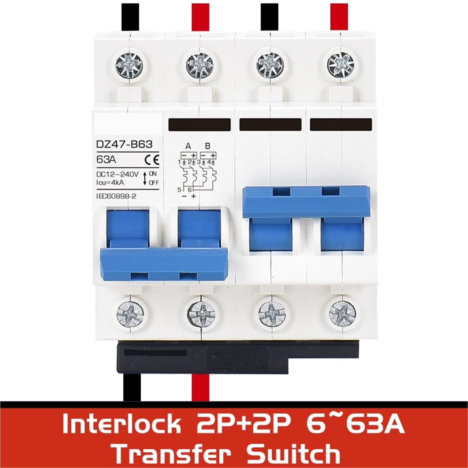 Miniaturowy wyłącznik automatyczny 12 V 24 V DC MCB 2P 125 A 130 A 16 A bezpiecznik resetujący falownik zabezpieczenie akumulatora izolator przełącznik transferu (1P, B16A)