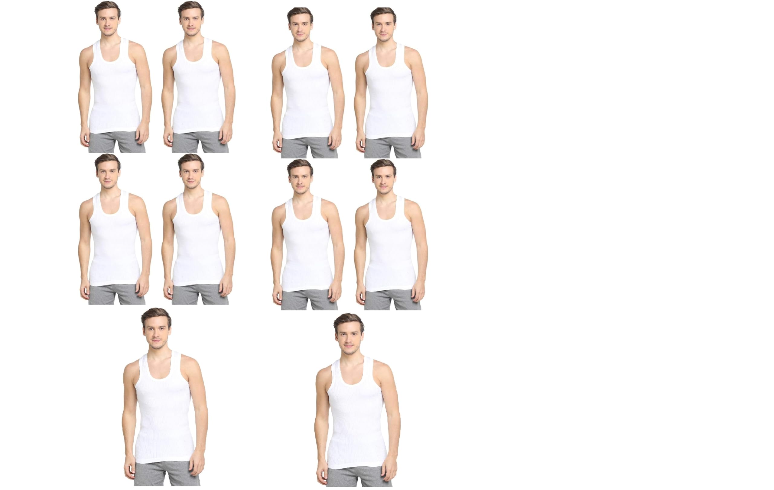 Lining Vest Men & Boys in Cotton Sleeveless Vest/Baniyan Modern Regular Fit Solid Inner wear Sando in White Color (Pack of 10)-image-16