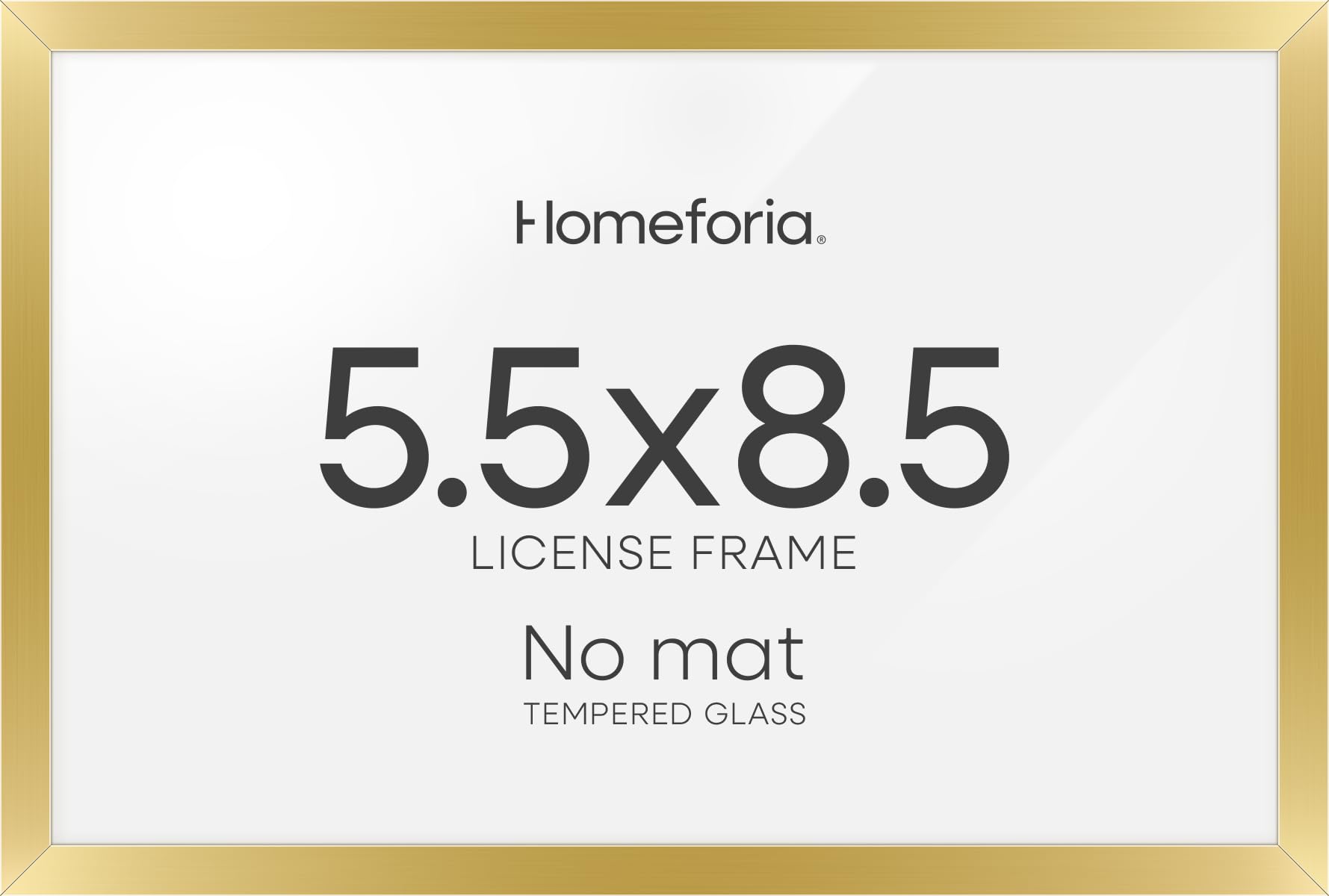 Homeforia 5.5 x 8.5 Business License Frame Gold, High End Metal 5.5x8.5 Certificate Frame, 8.5x5.5 inch Document Frame for Wall or Tabletop, Standing Picture Frames, Tempered Glass, Wall Kit, Set of 2