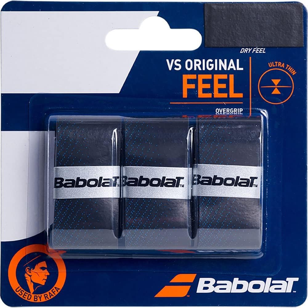 VS Original X3 Tennis Racquet Overgrip| Anti-Slip, Dry, Soft Feel, Sweat Absorbing Precut Tennis Racket Grip Tape| Feel The Control Over Your Racquet| High Performance (Black/Blue)