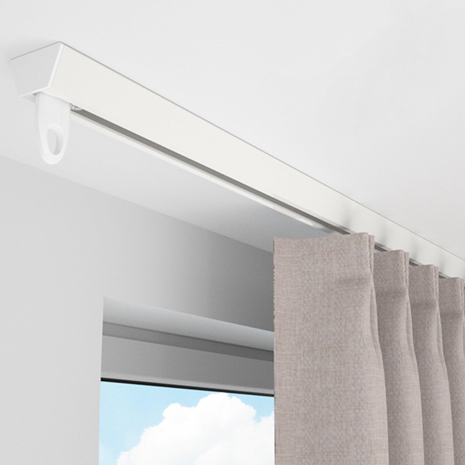 BBHW Heavy Duty Curtain Track, Ceiling Mount Track for Curtains, Elegant Slide Curtain Rail, Shower Curtain Rod System Room Divider (Color : White, Size : 3.4m (11.2ft))