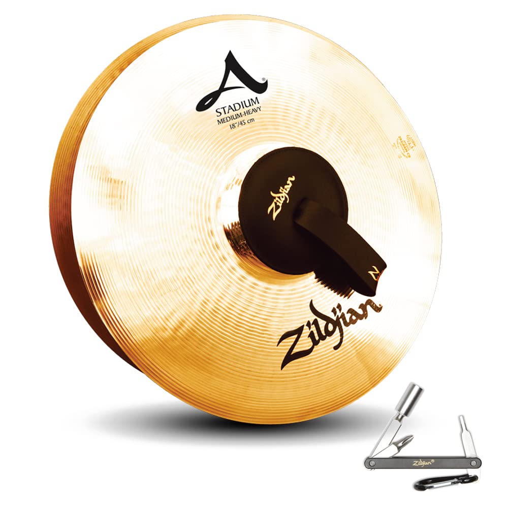 ZILDJIAN A0495 18" STADIUM SERIES MEDIUM HEAVY PAIR CYMBALS W/MID TO HIGH PITCH With ZKEY