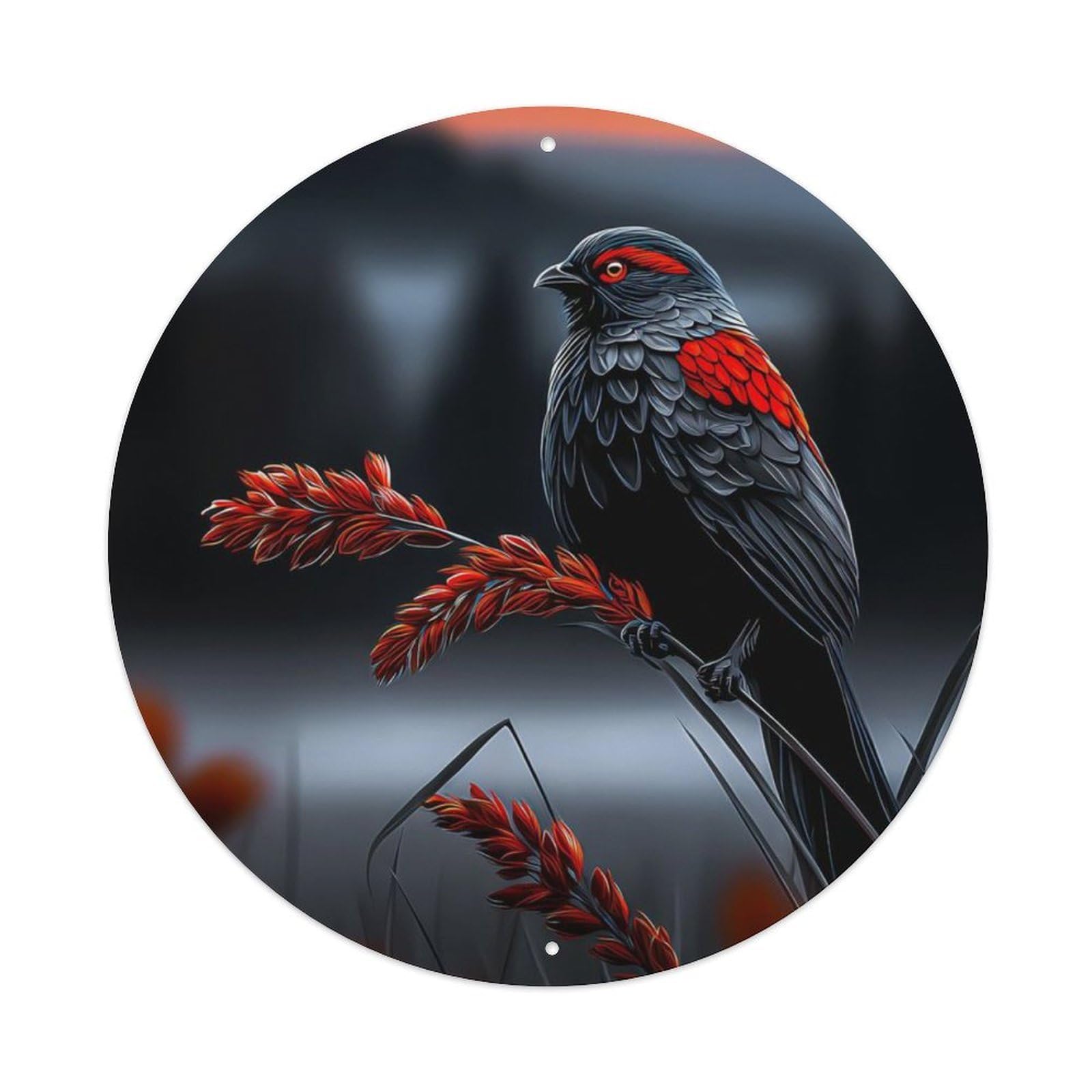 Animal Red-winged Blackbird Wild Grass Dusk Wetland Nature Vintage Metal Tin Sign Plaque Wall Decor for Cafe, Club Bar, Office, Garden Metal Poster 8x8Inch