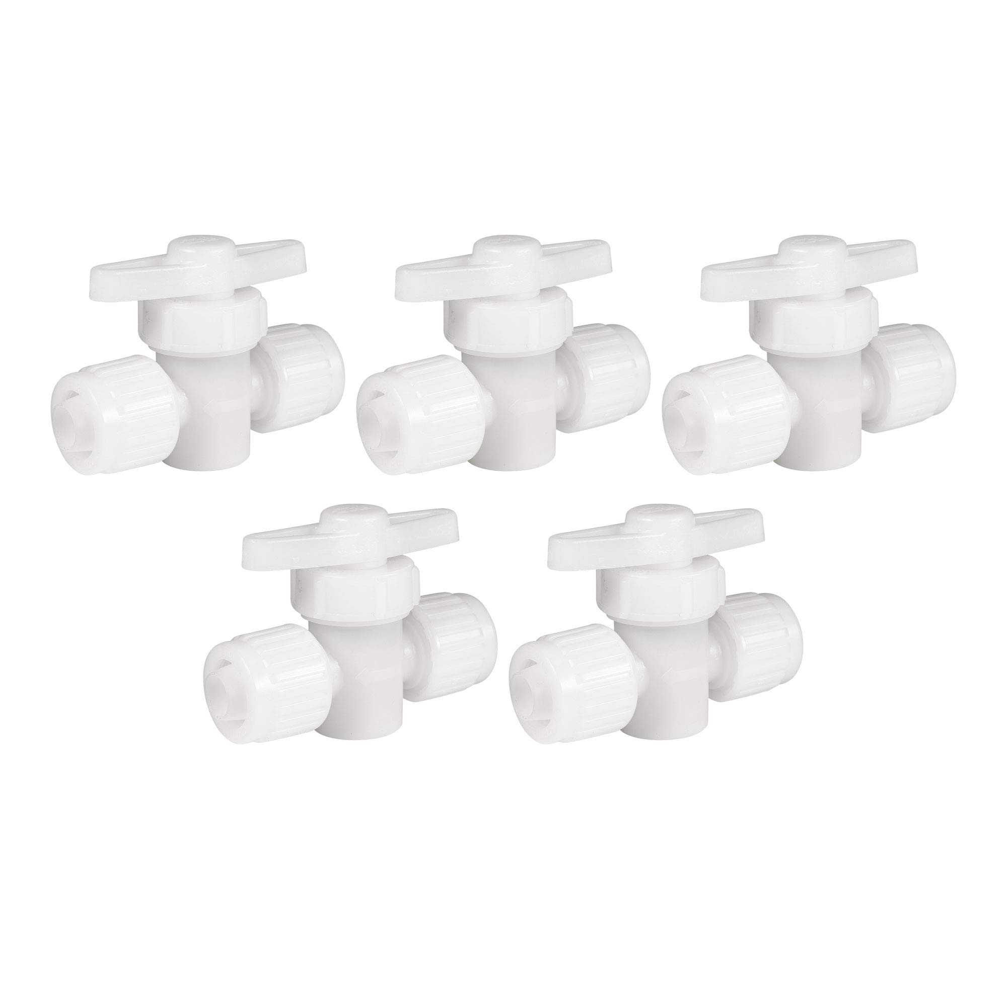 RecPro RV Plumbing Hardware | 06880 | 1/2" Compression Type 2-Way Stop Valve | Shutoff Fitting | Pex Pipe/Tubing Fittings (5 Fittings)