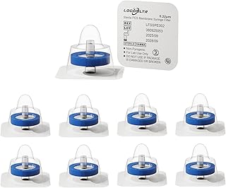 PES Syringe Filters, 13mm, 0.22um, Sterile, Individually Packed, 10 Pack | Syringe Lab Filters PES Membrane, Hydrophilic Filtration, 13mm Diameter, 0.22um Pore Size, Female Luer Lock & Male Luer Slip