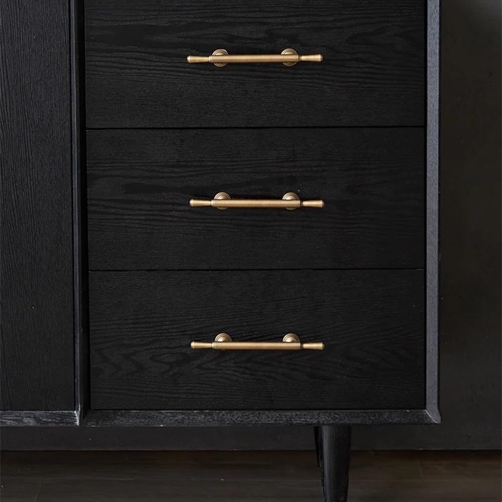 Maniglie e pomelli antichi in ottone massiccio, semplici maniglie per mobili da cucina, cassetti a T per camera da letto, passo, fila, 96 mm