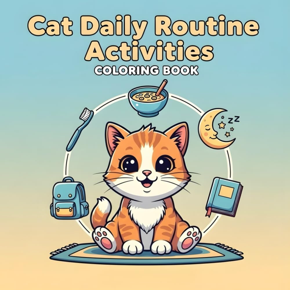 Cat Daily Routine Activities Coloring Book for Kids Ages 2–6: Fun & Educational Cat-Themed Coloring Book to Teach Morning, School & Bedtime Routines