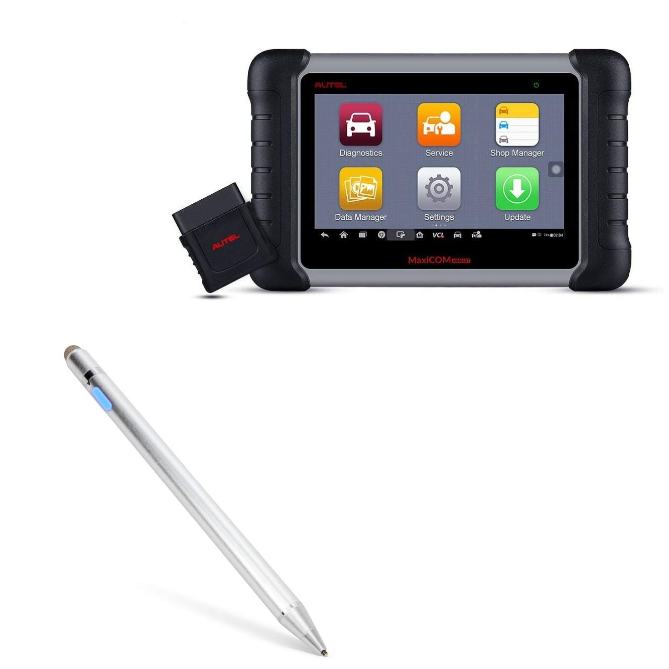 BoxWave Stylus Pen Compatible with Autel MaxiCOM MK808BT - AccuPoint Active Stylus, Electronic Stylus with Ultra Fine Tip for Autel MaxiCOM MK808BT - Metallic Silver