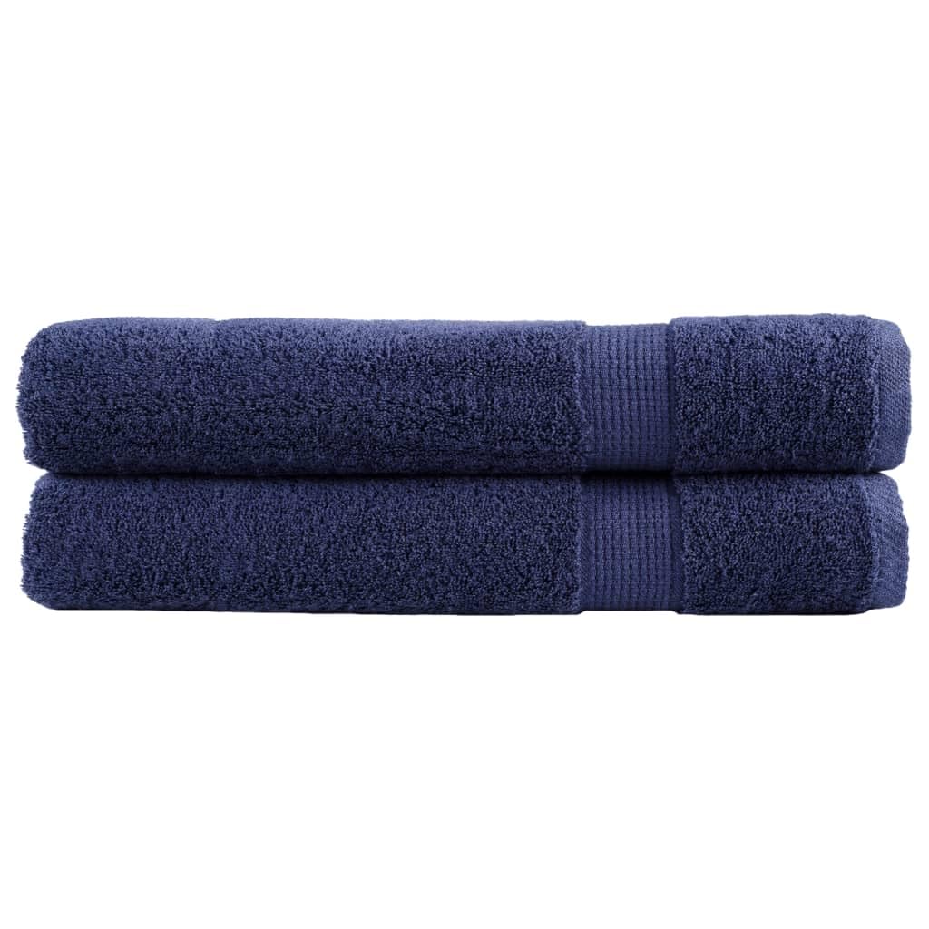 SOLUND Juego de 2 toallas de mano, color azul marino, 100 x 200 cm, 600 g m2, 100% algodón, hilado en anillos, absorbente, secado rápido, certificado Oeko Tex Standard 100, para baño, sauna