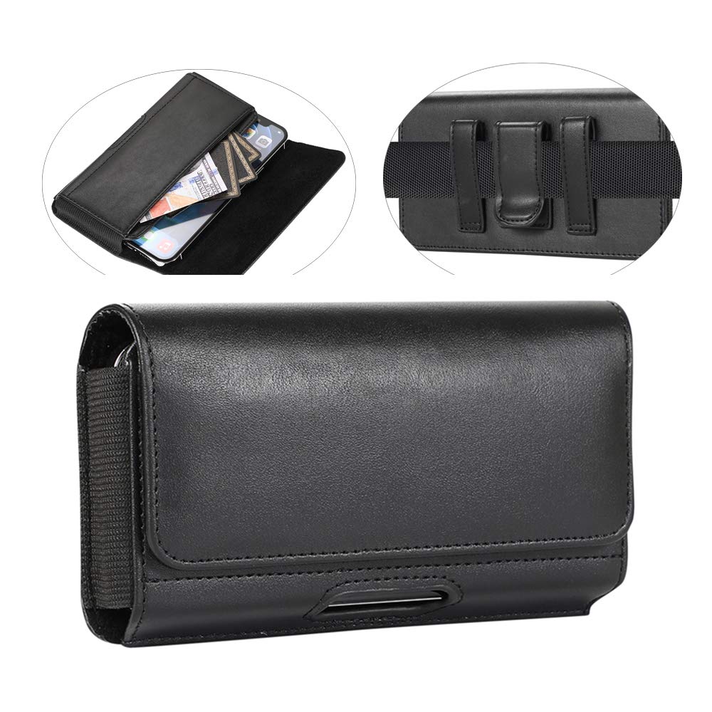 Cell Phone Holster for iPhone and Samsung - PU Leather Phones Case with Belt Clip ID Card Holder for iPhone 17, 17 Pro, 16 16e 16Pro, 15 15 Pro, 14 13