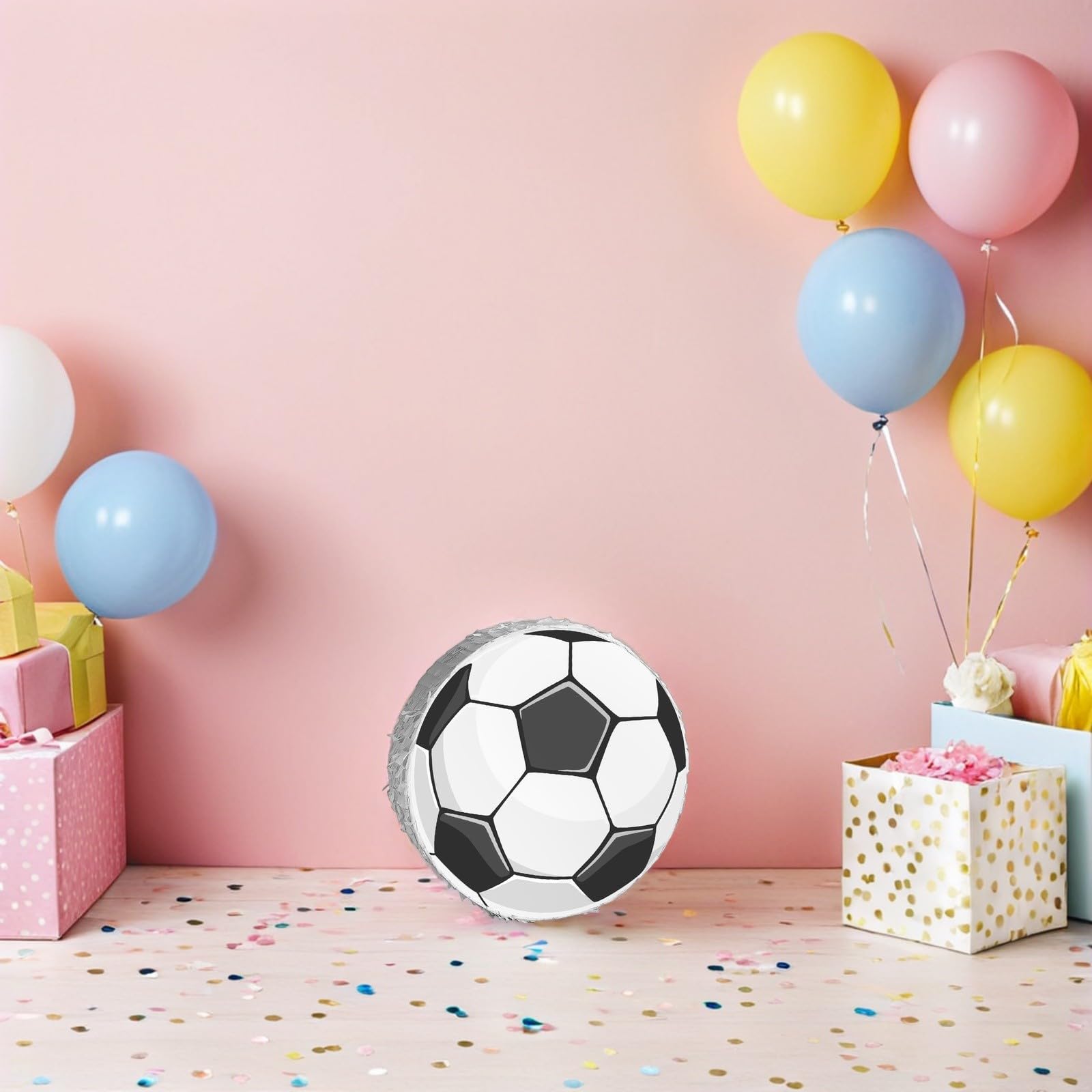 Toddmomy Piñata de Fútbol con Diseño Colorido y Festivo para Fiesta de Cumpleaños Infantil Fácil de Colgar y Uso Incluye Palo y Venda Ojos