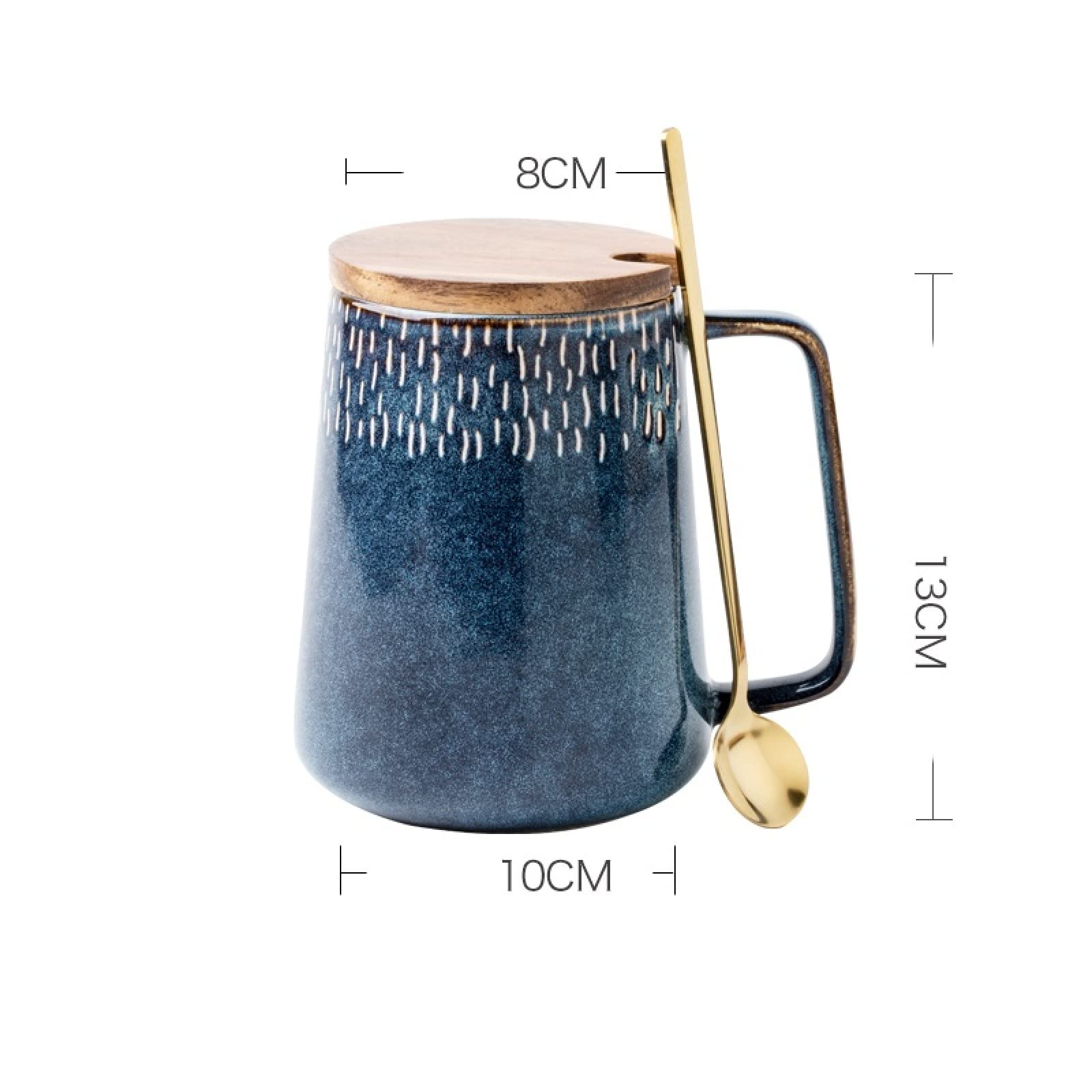 Tazza da caffè in ceramica Cielo stellato blu con coperchio e cucchiaio Tazza da tè Tazza da caffè in ceramica fatta a mano Tazza regalo per ufficio e casa