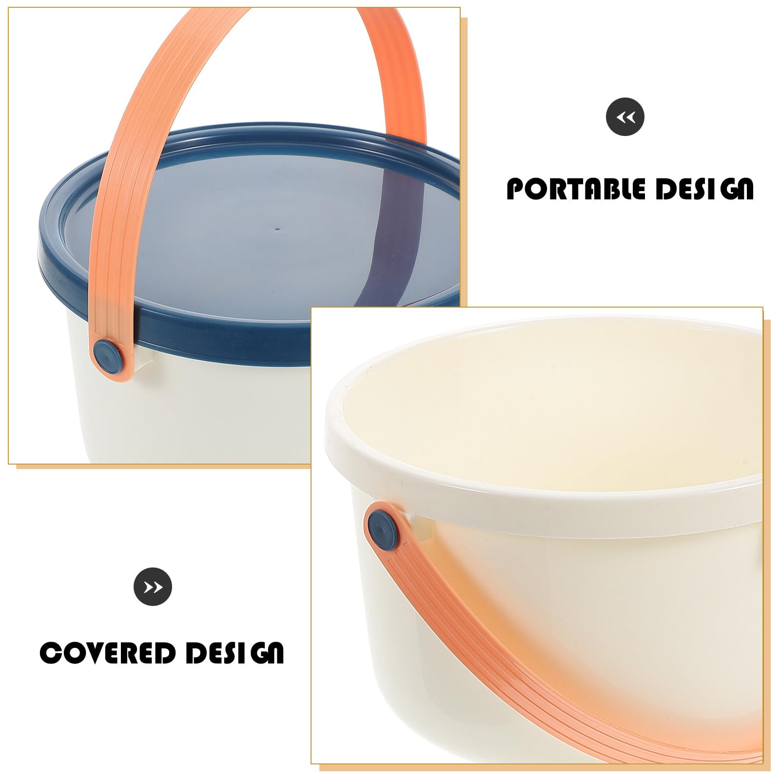 SHINEOFI Secchio di Plastica con Coperchio Piccolo da 6l, Portatile con Manico Ergonomico, Resistente All’usura, per Pulizia Casa, Campeggio e Conservazione Acqua