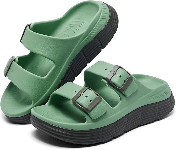 Women's Slide Sandals Recovery Sport Sandals Ladies Orthotic Adjustable Thick Cushion Reduces Stress on Feet, Joints & Back Post-Exercise With Comfortable Plantar Fasciitis Arch Support