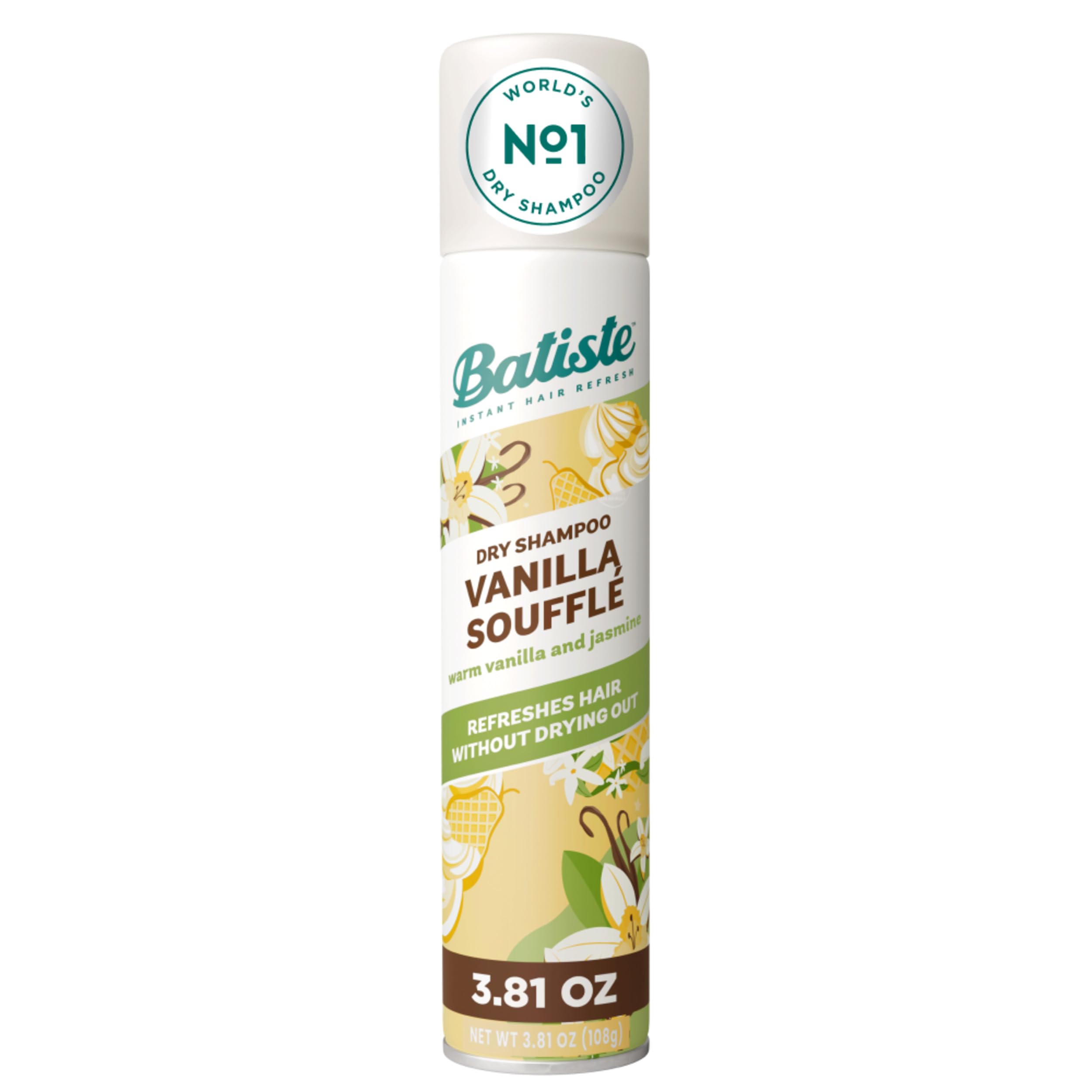Batiste™ Dry Shampoo, Award Winning No. 1 Brand, Instantly Refresh Hair & Absorb Oil Between Washes, Vanilla Souffle, 3.81 oz