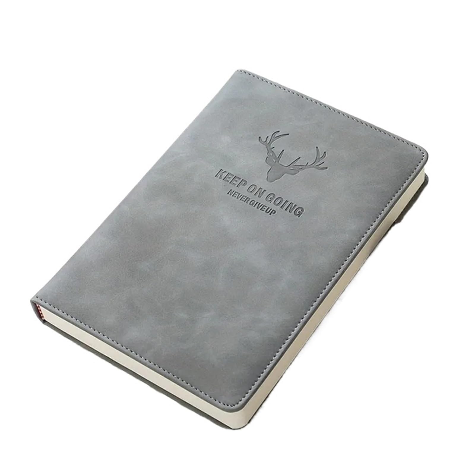 Notizbuch Softcover A5 verdicktes Hirschkopf-Notizbuch, Business-Notizblock aus weichem Leder mit horizontalen Linien, Schreibwaren, Schule, Bürobedarf(Grey)