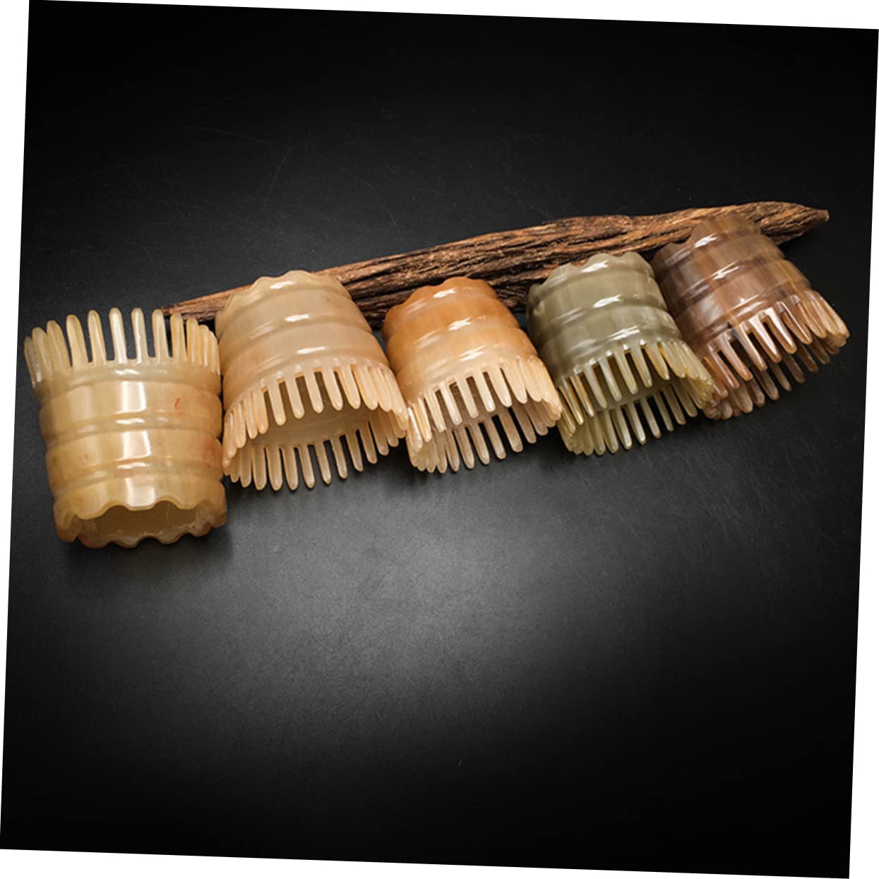 2piezas Masajeador De Cabelludo De Búfalo Natural Cepillo De Lavado De Cabello Masaje Para El Crecimiento Del Pelo Color Aleatorio