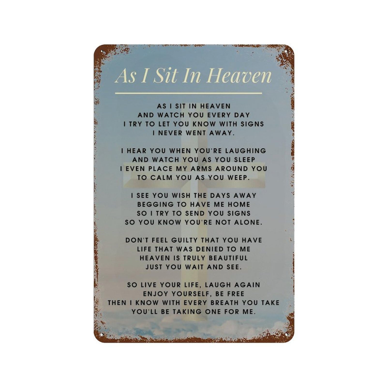 xiaoxiaoshen Funeral Ode, When I Am in Heaven Celebrating Life Wall Decor Art Metal Tin Poster Modern Home Decor Art Home Bar Shop Decorations Vintage Sign 30x20cm