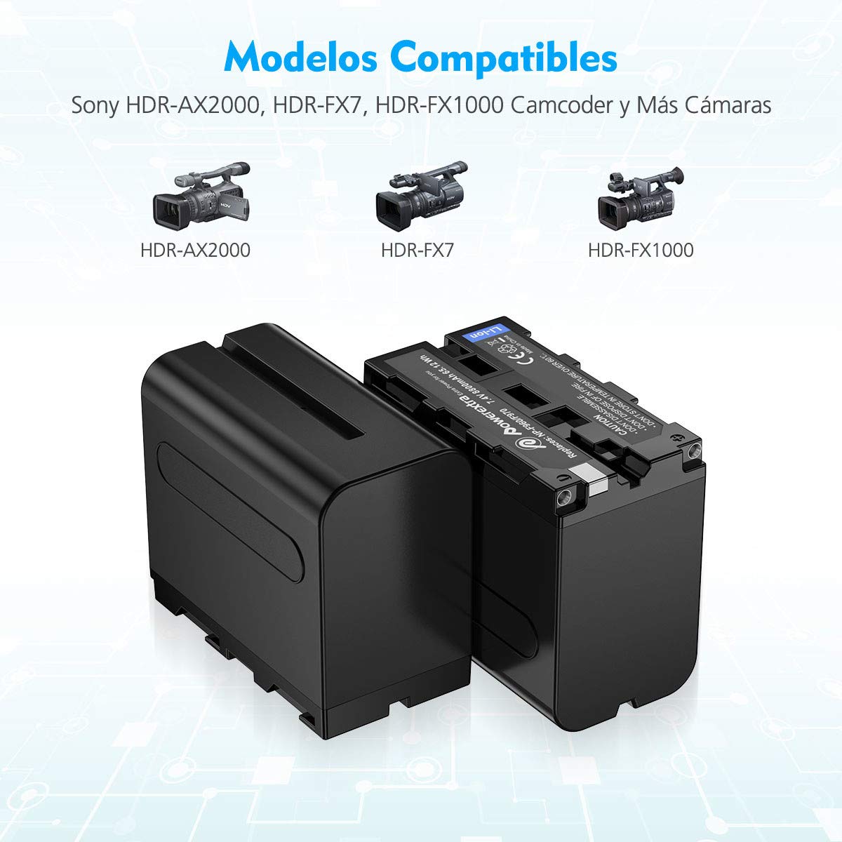 Powerextra 2 Baterías Reemplazo NP-F970 NP-F960 NP-F930 NP-F950 Cámara con Cargador 8800mAh DCR-VX2100 DSR-PD150 DSR-PD170 FDR-AX1 HDR-AX2000 HDR-FX1 HDR-FX7 HDR-FX1000 HVL-LBPB