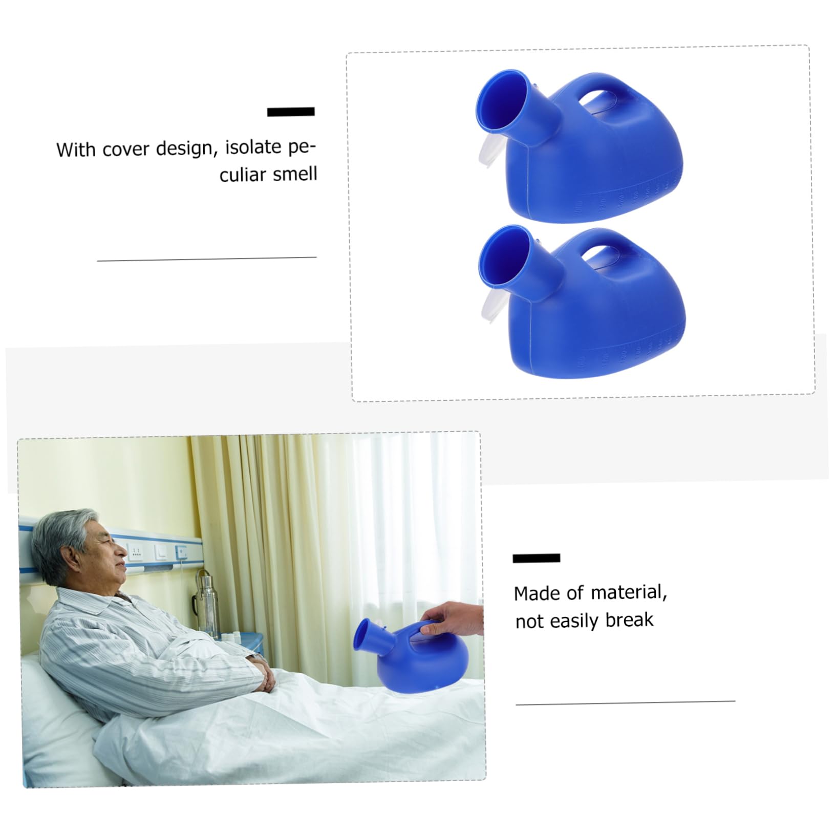 FOMIYES Large Capacity Urinal Pot 2000ml Adult Men's Home Spittoon Cover Elder Piss Pot -Resistant Easy