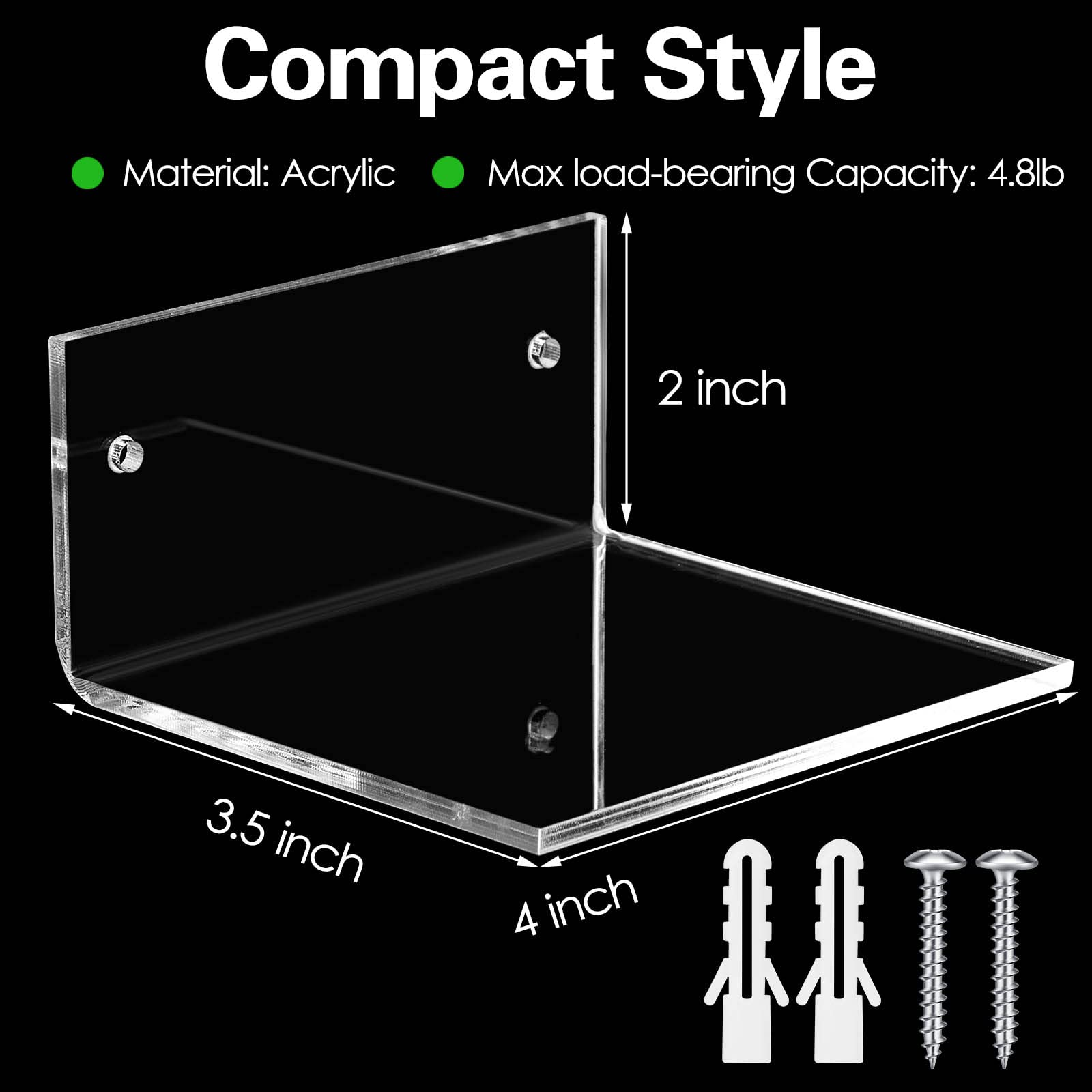 Juexica Small Acrylic Floating Shelves for Wall Adhesive Wall Mounted Shelves for Bathroom, Bedroom, Living Room, Office