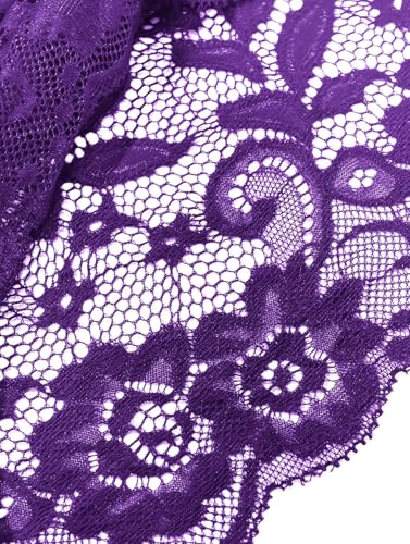 Image of Lilosy Sexy Sheer Floral Lace Pajamas Lingerie Set High Waist Sleepwear Bra and Panty 2 Piece Nightwear