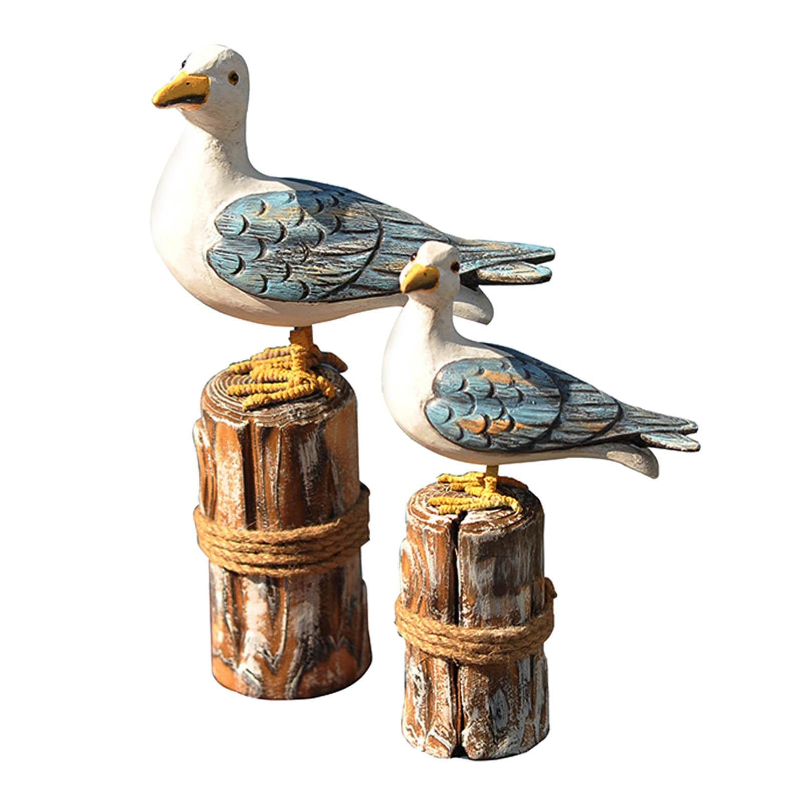predolo 2X Statua da Giardino Gabbiano di Uccelli Nautici Ornamento Decorativo Artistico Costiero