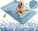 Dog Cooling Mat, Pet Cooling Pads for Dogs Cats Washable Summer Kennel Mat, Breathable Self Cooling Blanket Pad Ice Silk Sleep Mat Non-Toxic Dog Cool Bed Liner for Home Travel Extra Large Blue