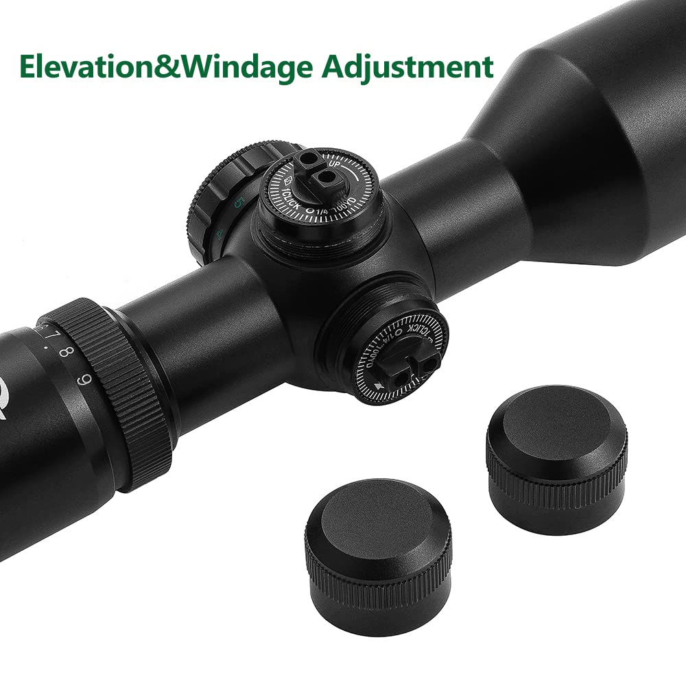 Paike 3-9x40 portée de Fusil compacte Optique de Fusil Tactique Rouge Vert réticule Mil-Dot illuminé pour la Chasse