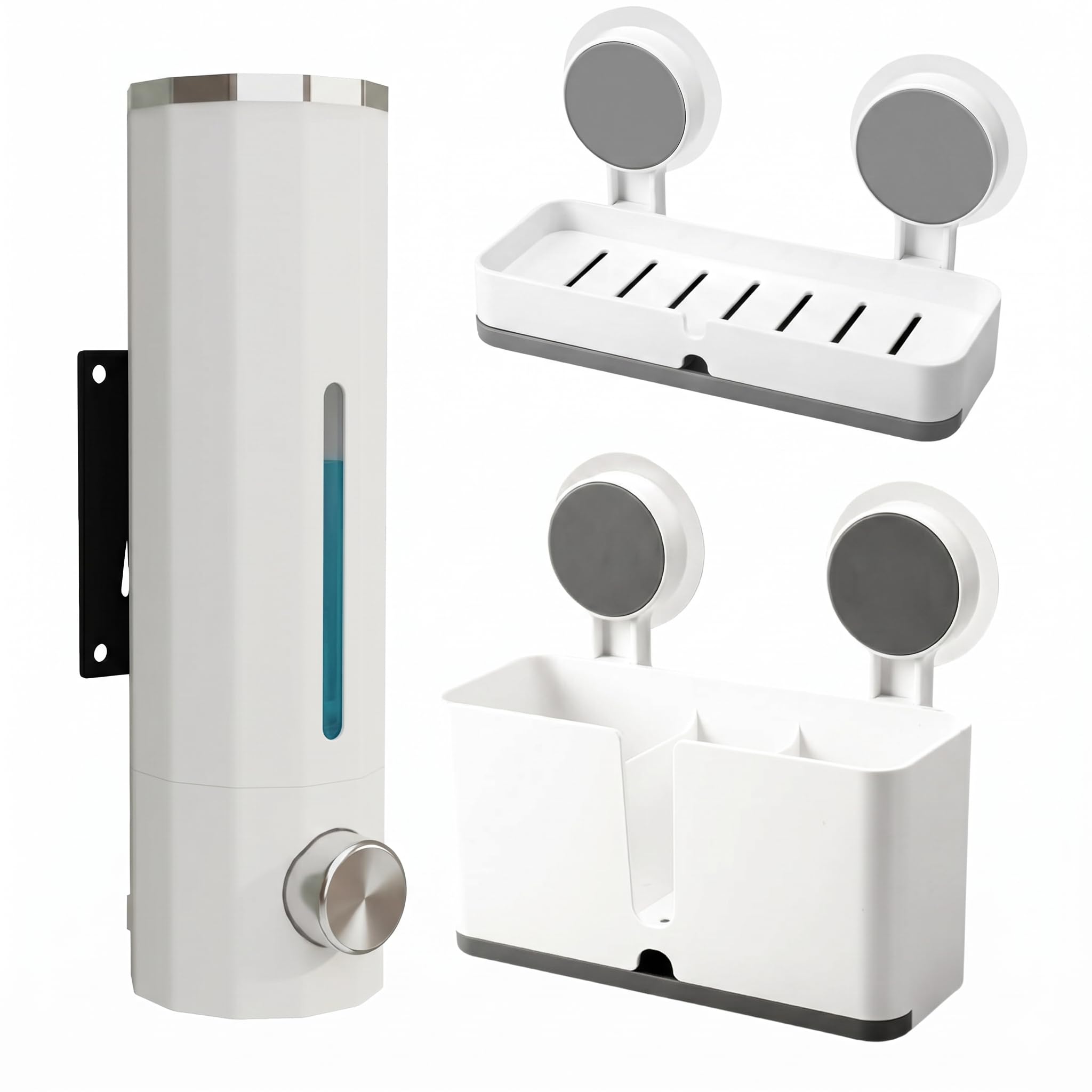 SHALVI Plastic Wall Mounted Liquid Soap Dispenser for Wash Basin with Soap Holder for Bathroom with Toothbrush Holder | Handwash Dispenser Bottle | Soap Stand | Soap Box for Bathroom Accessories discount deal