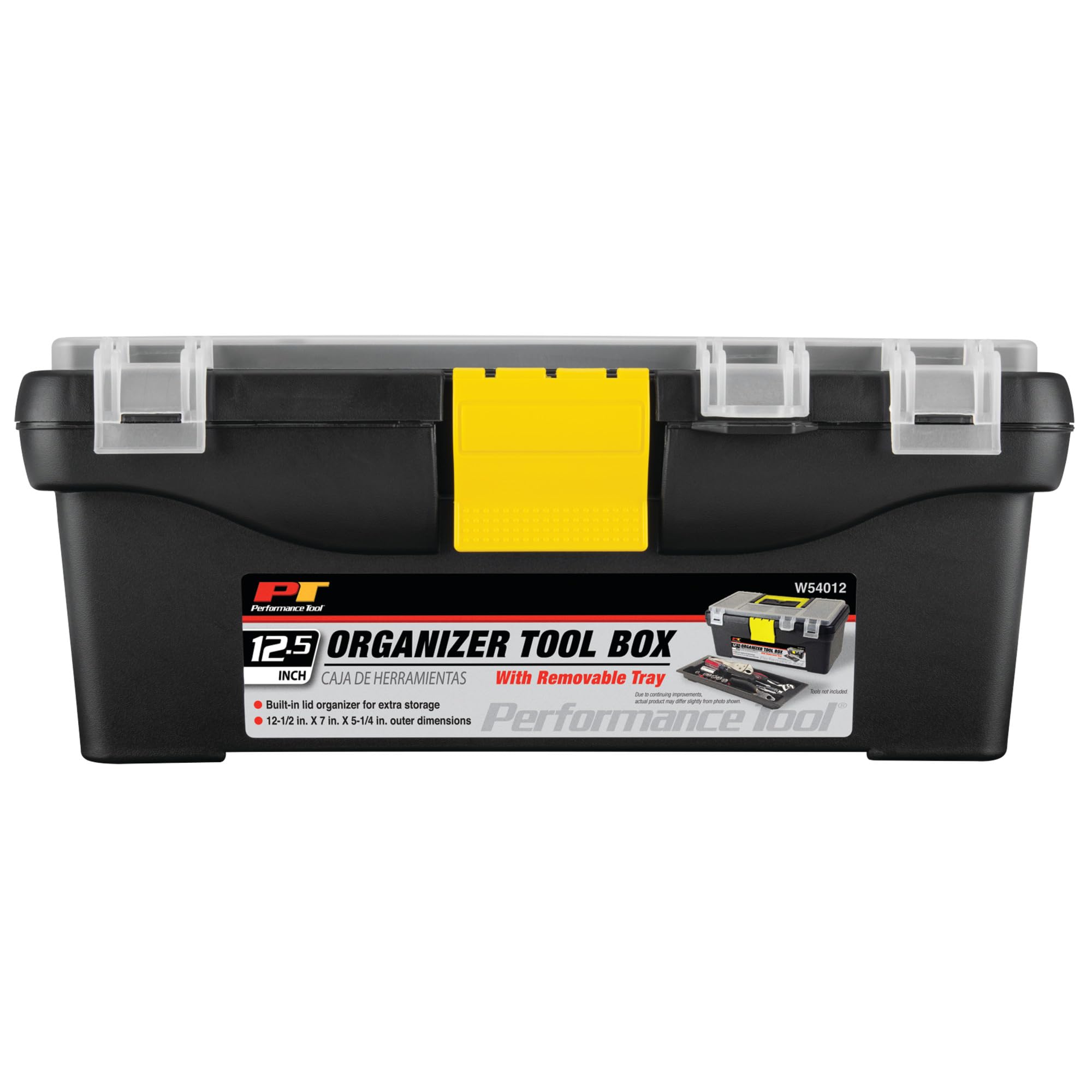 Performance Tool W54012 Heavy Duty Plastic Organizer Tool Box for Workshops and Garages, Black, 12.5-Inch