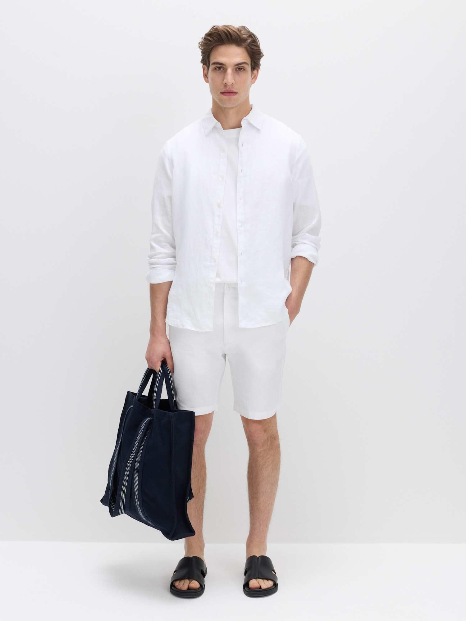 Marks & Spencer Chemise Homme en Pur Lin, Coupe Standard, Respirante