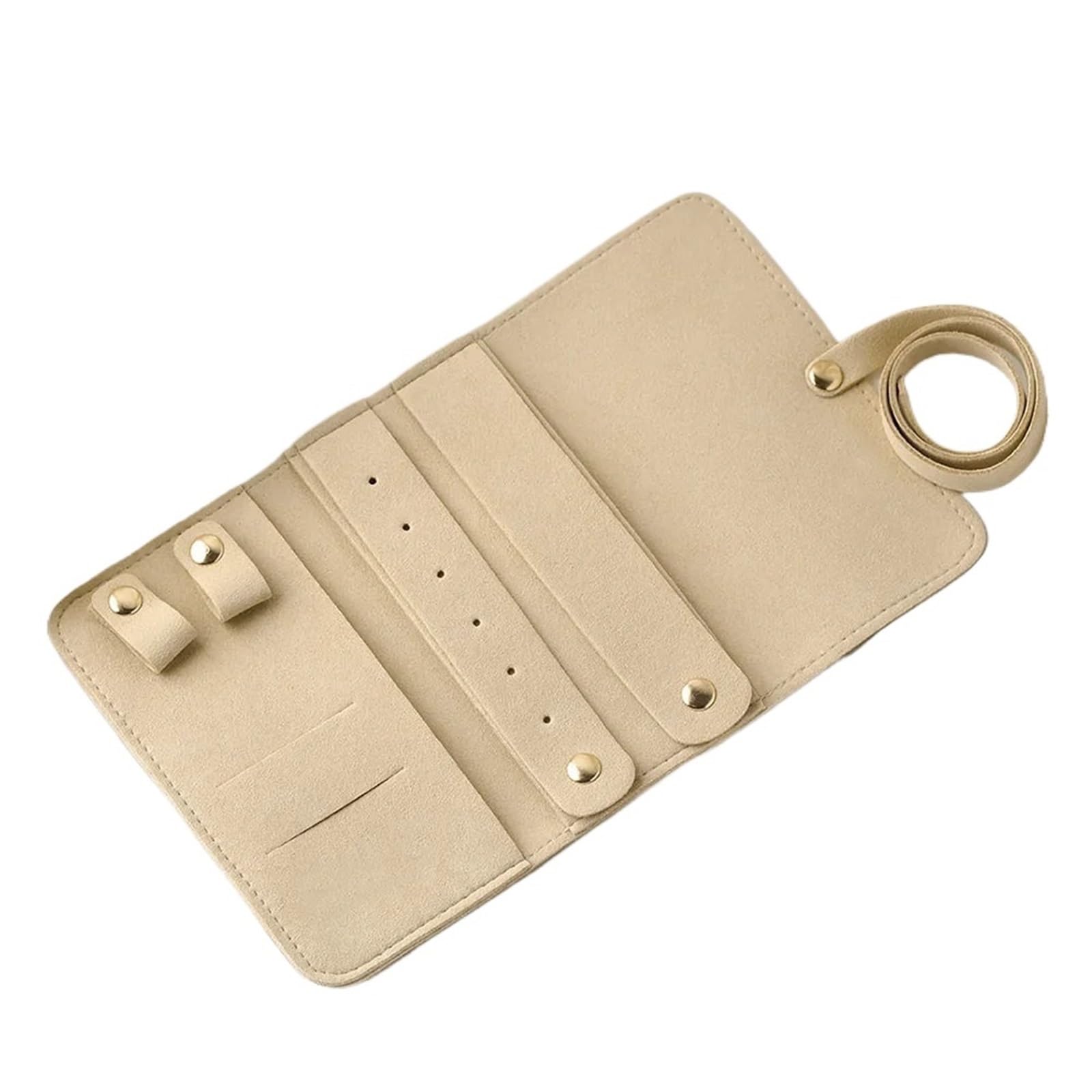 RUWLFE 2Pcs Portable Lightweight Jewelry Organizer Roll Waterproof Foldable Travel Storage Bag For Necklaces Rings Earrings Bracelet for Rings, Necklaces, Earrings(Beige)