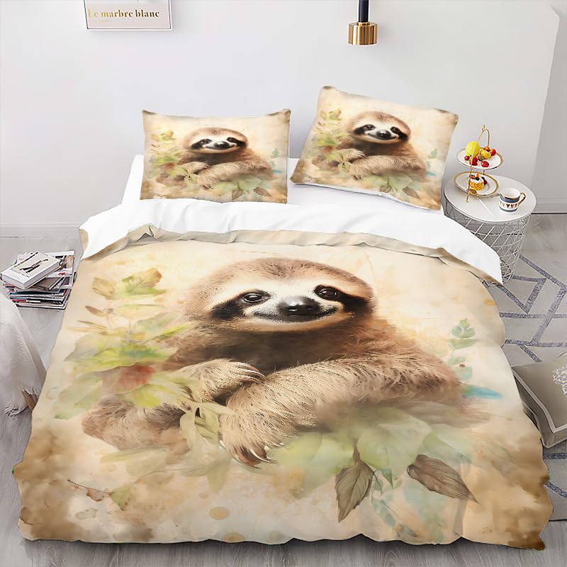 FUHAOLI Bettwäsche 155x220cm，Lächelndes Faultier AI 3D Druck...