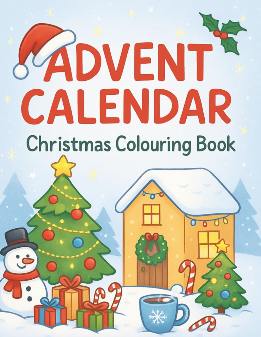 Advent Calendar Christmas Colouring Book: 25 Festive Countdown Designs + Bonus Holiday Pages | Simple, Relaxing, and Fun for Adults and Kids