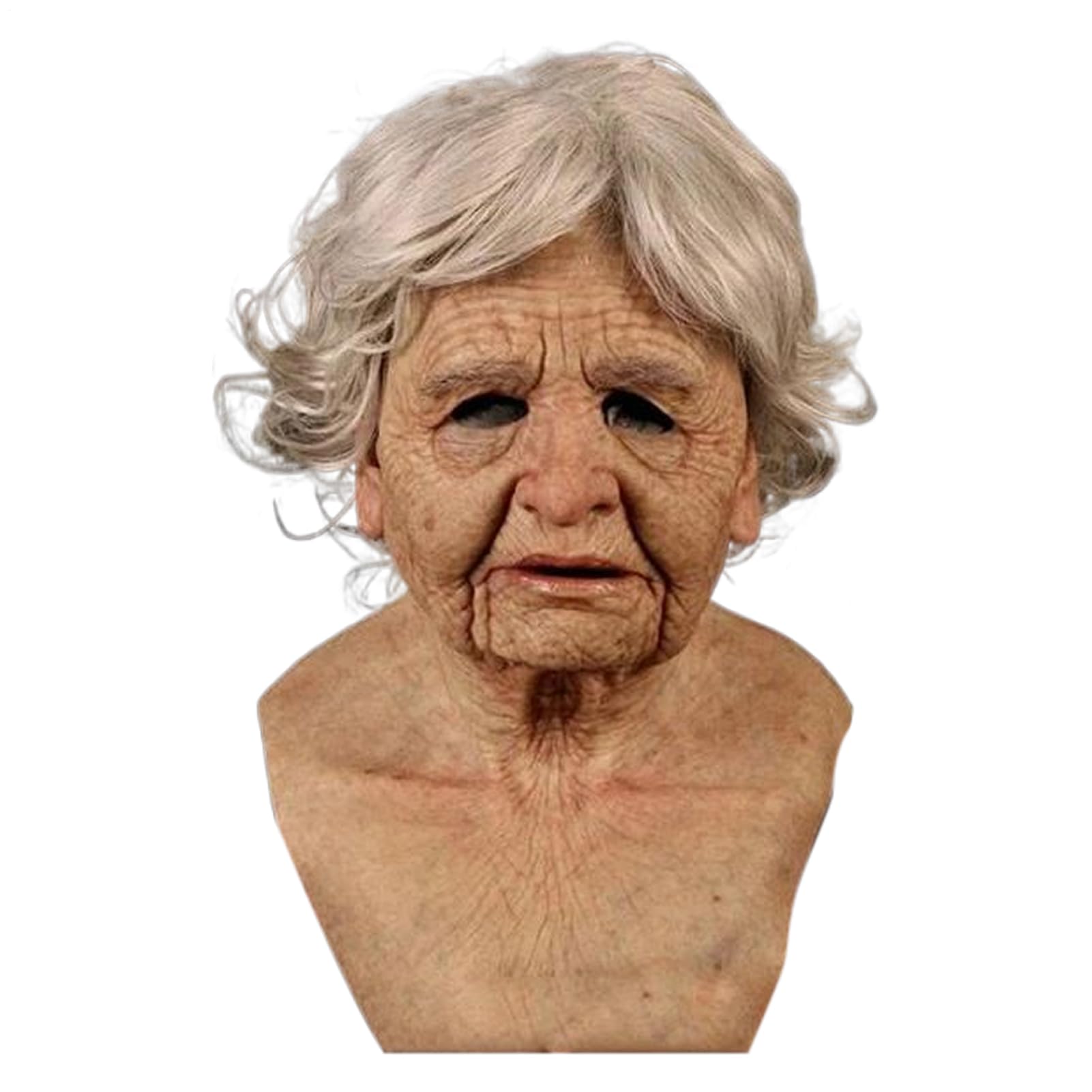 Dgayaeic Elderly Latex Masks Hood, Creepy And Horror Design, Realistic Latex Old Man Masks With White Hair & Beard, Elderly Human Full Head Cover, Comfortable & Adjustable For Men Women