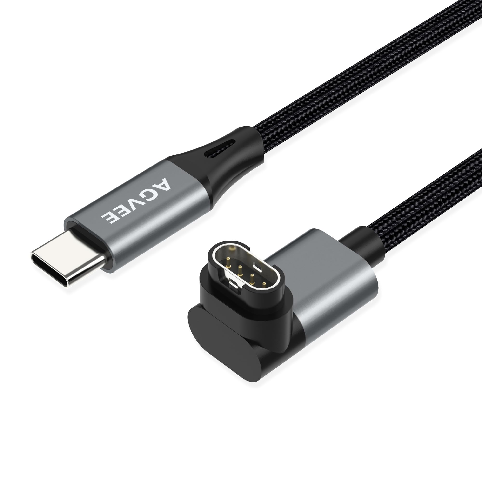 AGVEE 2 Pack 3.3ft Charger for Garmin Watch USB C, L-Shape Charging Cable for Fenix, Forerunner, Vivoactive, Instinct, Venu, Tactix, Approach, D2, Quatix Series, Right Angle Braided, Dark Gray
