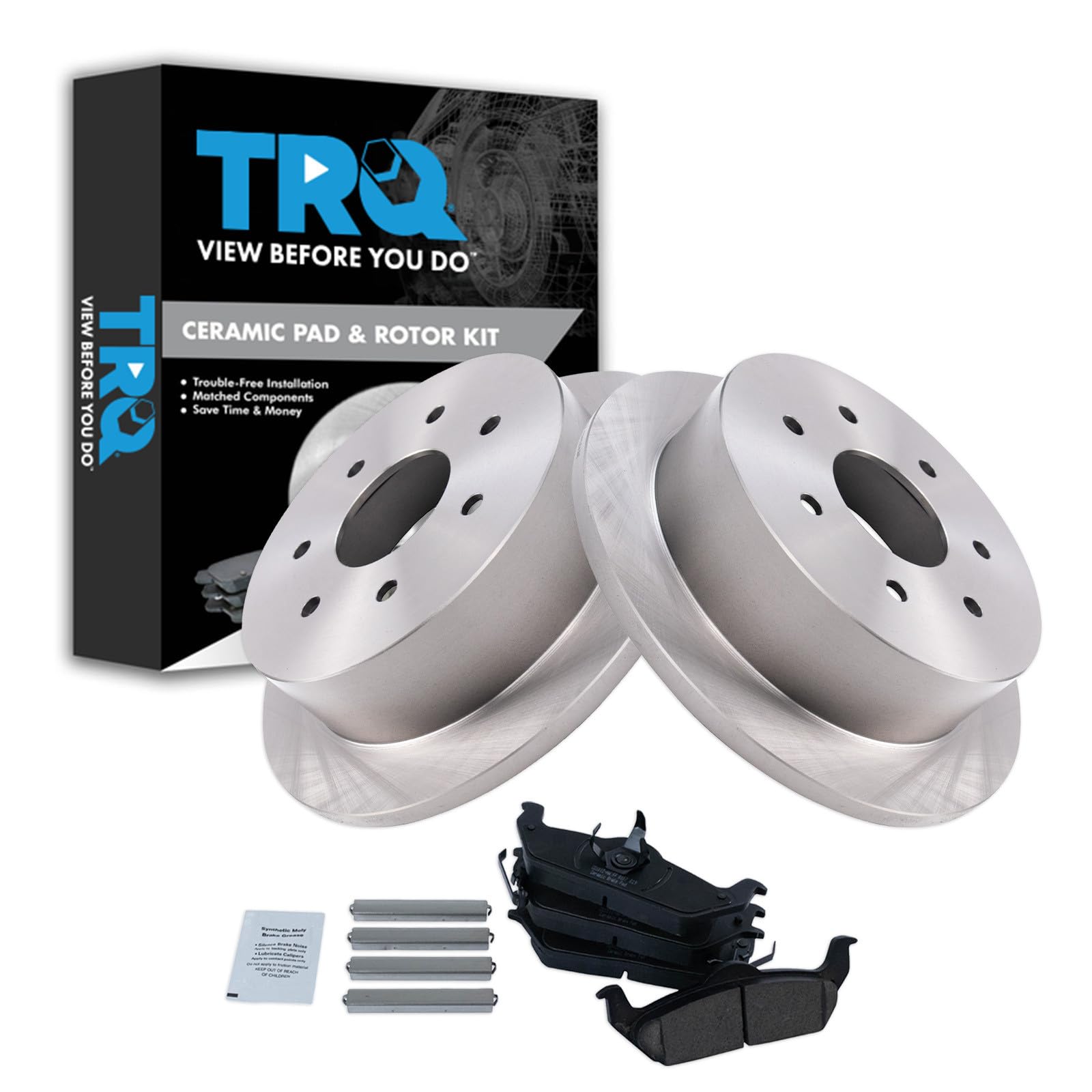 TRQ Rear Brake Pad and Rotor Set Ceramic Compatible with 2004 Ford F-150