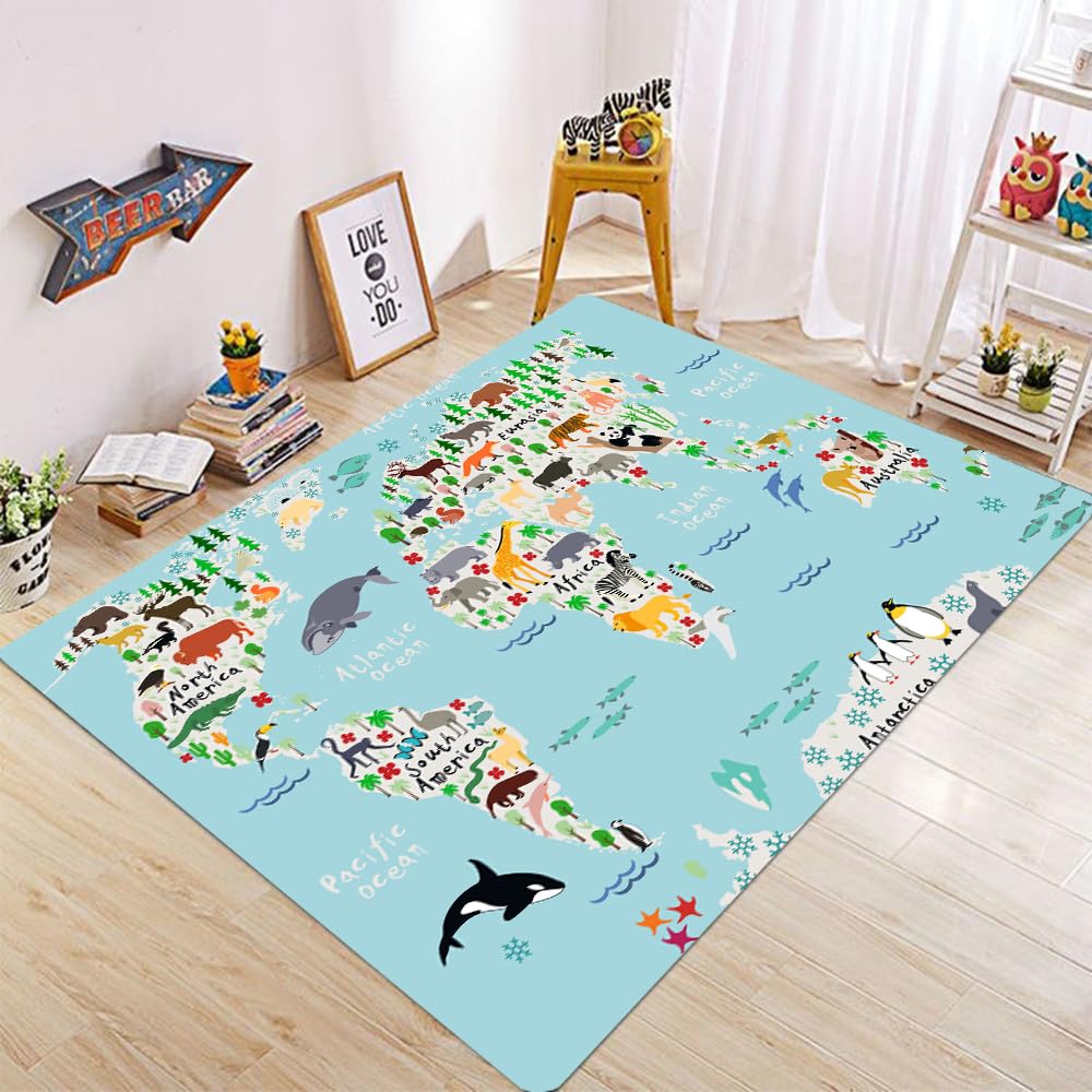 Tapis flanelle lavable carte du monde pour en finir avec les tapis glissants