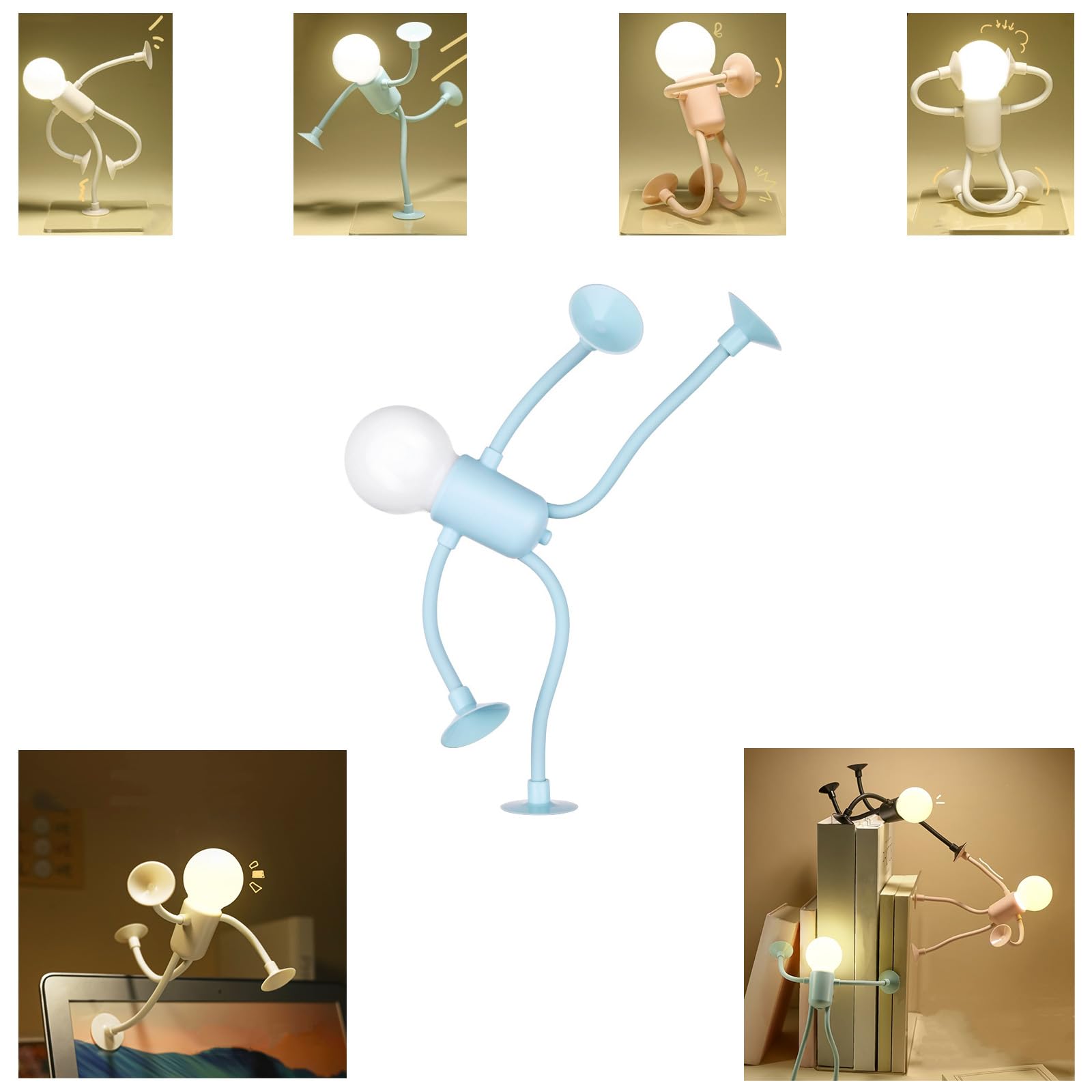 Changeable Shape Funny Sportsman Night Light, Suction Cup Bendable Mini Decorative Light, Suitable for Bedroom, Bathroom, Corridor, Kitchen (Blue)